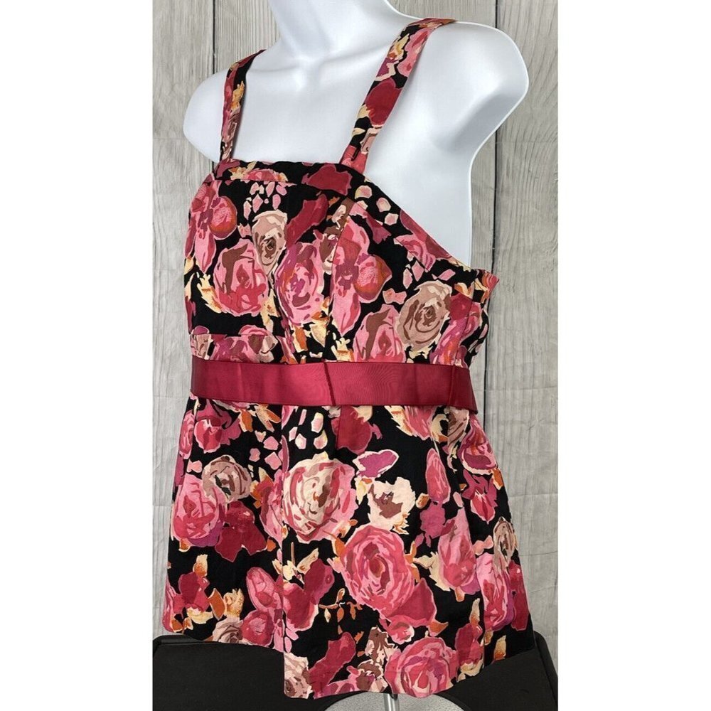 Motherhood Maternity Medium Removeable Strap Floral Print Top Black Pink - Picture 3 of 12